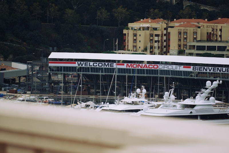 Superyachts lined up in Monaco harbour during the Formula 1 Grand Prix