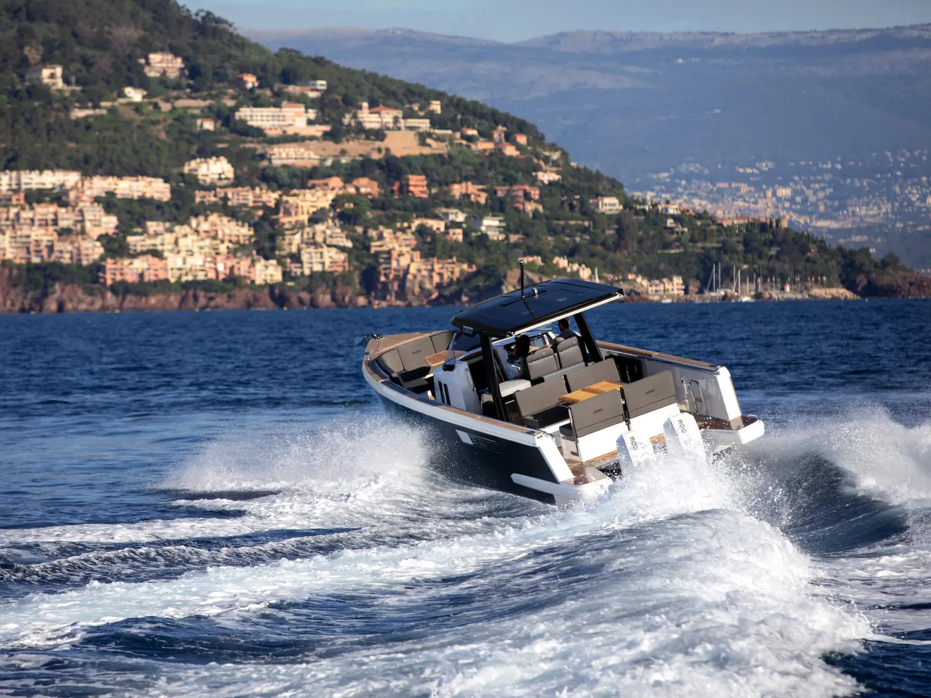 Crewed superyacht charter cruising through Saint-Tropez waters toward Pampelonne Beach
