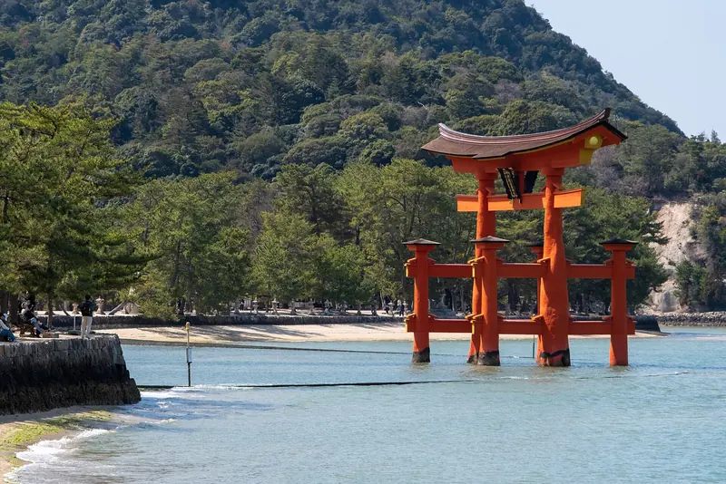 The floating torii gate of Itsukushima Shrine on Miyajima in the Seto Inland Sea, Japan