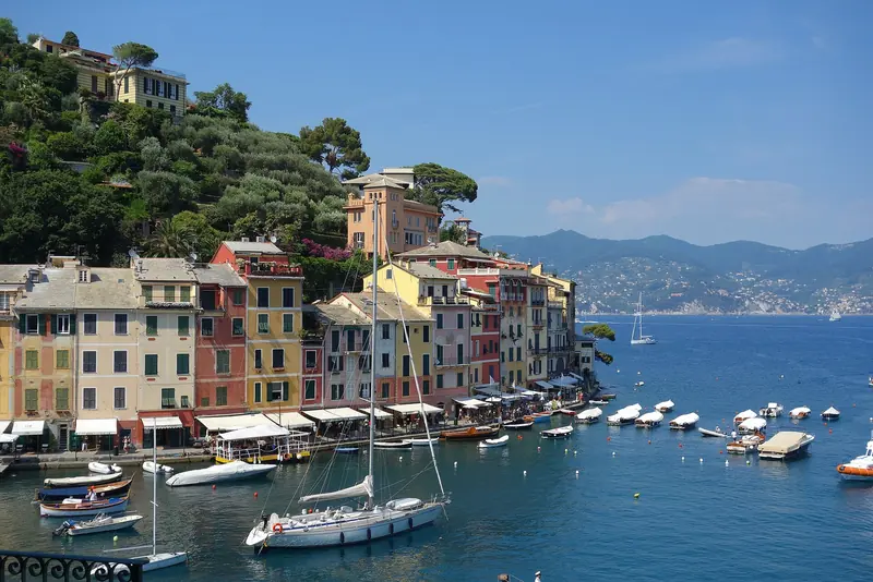 Yachts in the harbour of Portofino on the Italian Riviera