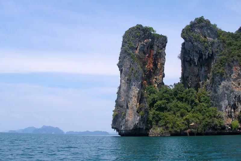 Limestone karst islands rising from Phang Nga Bay, Thailand